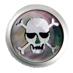 Framus & Warwick - Stacked Potentiometer Dome Knob, Skull, Inlay - Satin Chrome